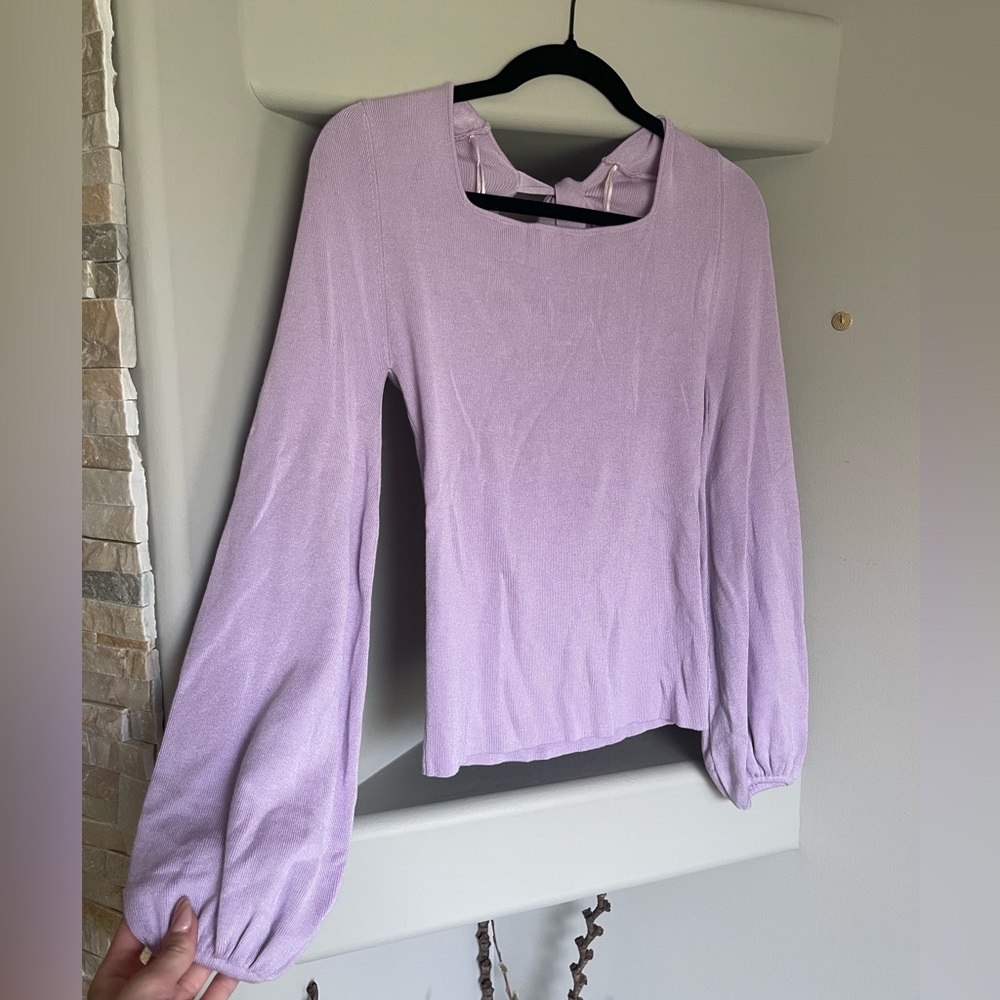 purple balloon sleeve dress top